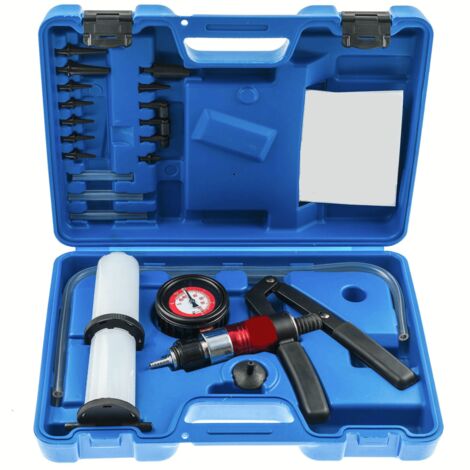 POMPA VUOTO TESTER 2 VASETTI TUBO SPURGO FRENI MANUALE AUTO VACUOMETRO 183sa
