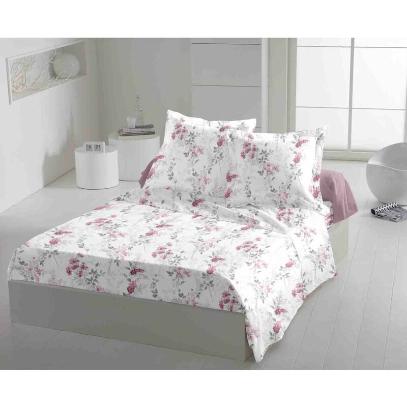 Home Linge Passion - Parure de draps 4 Pièces coton 57 fils rose 240 x 300 cm - pompadour