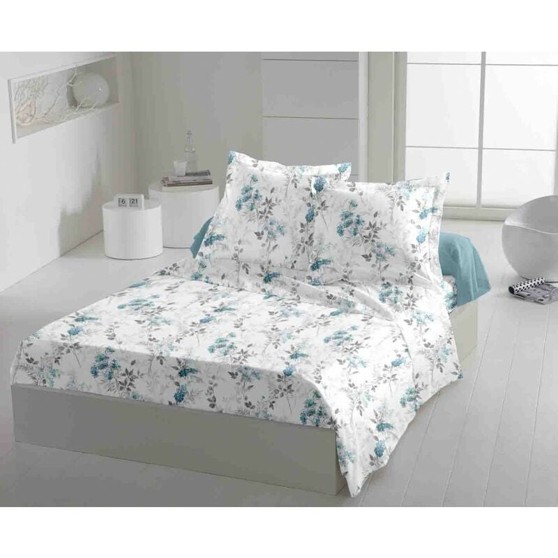 Home Linge Passion - Parure de draps 4 Pièces coton 57 filsbleu 240 x 300 cm - pompadour