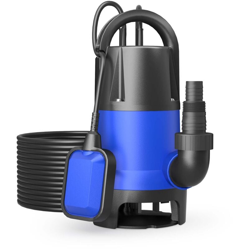 Pompe électrique pour eaux sales – Submersible – 550 w / 10500 l/h – Refoulement max. 7 m – avec Flotteur – Particules jusqu'à ø 35 mm – Arrosage