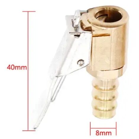 Pompe à air 2 en 1 pour pneus de voiture et camion : mandrin, valve, compresseur d'air, clip de serrage, connecteur et embout de dégonflage.-AquaForge