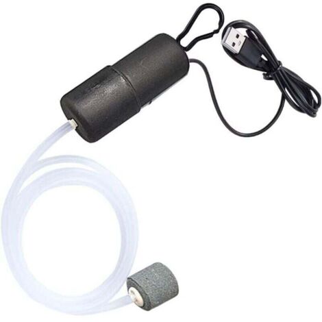 Pompe à Air Aquarium Mini USB Bulleur Aquarium Pompe à Oxygène pour Poisson Réservoir avec Un Pierre à Bulles
