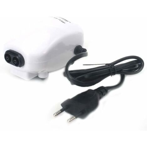 Pompe à air d'aquarium à double orifice 3 W 220 V, ultra silencieuse, débit de 4 L/min, débit d'air réglable, pour aquariums de 60 à 100 L.