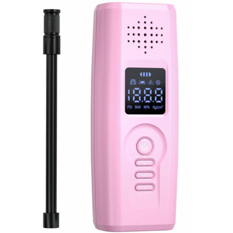 Pompe à air de voiture Compresseur d'air sans fil intelligent 140PSI Gonfleur de pneu électrique Banque d'alimentation portable avec lumière d'énergie SOS pour balles de pneus de moto de voiture (rose