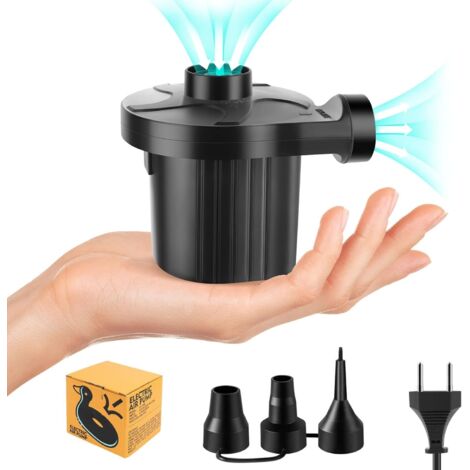 Pompe à air électrique, 240V/50W Gonfleur Dégonfleur, Mini Pompe à air électrique avec 3 Buses d'air, Gonfleur Dégonfleur Électrique pour Matelas Gonflables, Piscines Gonflables et Cercle de Natation