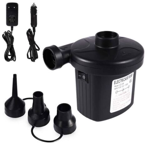 Pompe à air électrique avec 3 Embouts pour Matelas Gonflable, Camping,Lit, Bateau etc.