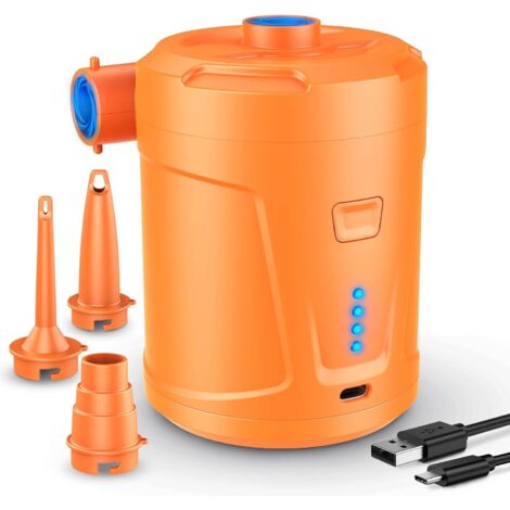 Pompe à air électrique, Batterie Rechargeable 5200 mAh, Gonfleur Matelas Gonflable avec 3 Buses d'air, Gonfleur Rapide pour Bateau Pneumatique/Matelas Pneumatique