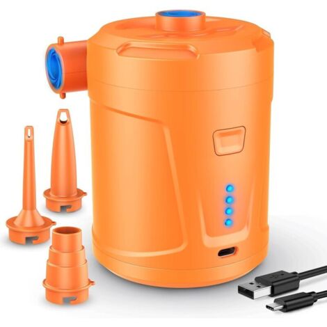 Pompe à air électrique, batterie rechargeable 5200mAh, gonfleur de matelas pneumatique avec 3 buses, gonfleur rapide pour bateaux gonflables et matelas pneumatiques.