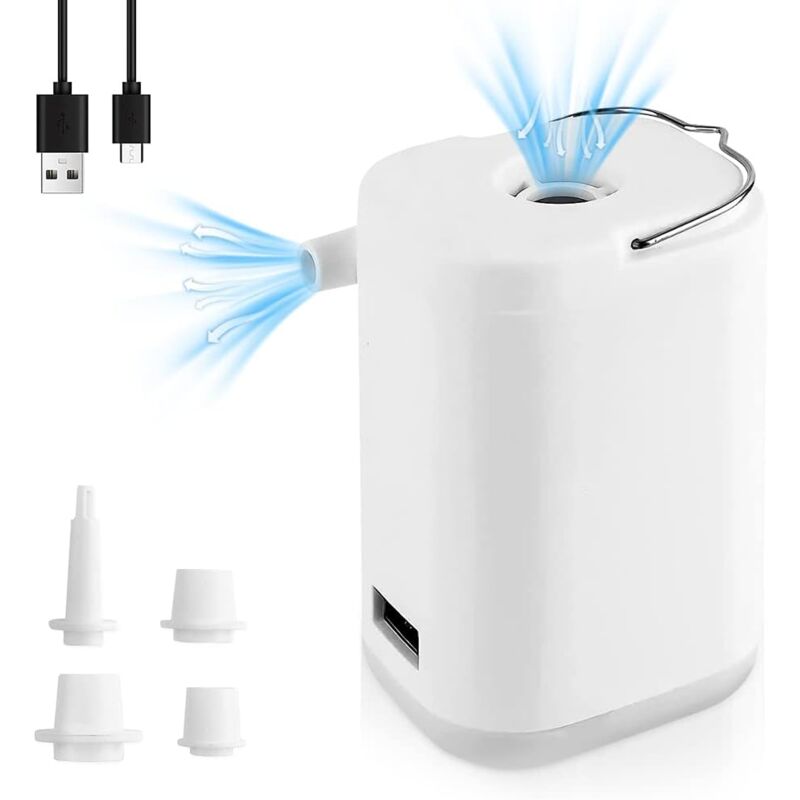 Pompe à air électrique, Mini Pompe Portable compacte Rechargeable par USB Pompe à air avec Lumière pour Matelas,Piscine,Paddling Pool,Camping