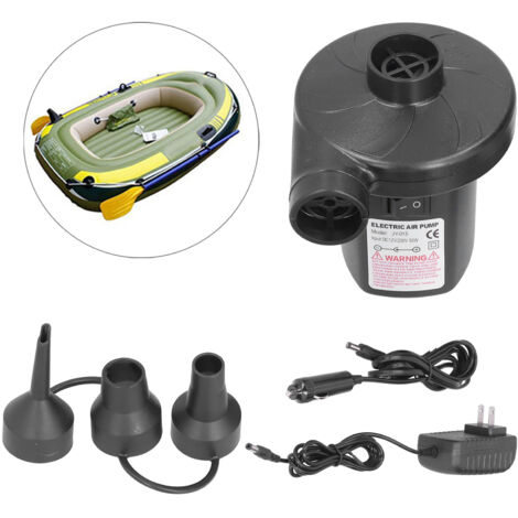 【Pompe à air électrique】 Pompe électrique AC/DC bi-mode gonflage/dégonflage compacte avec chargeur voiture ABS 427g 50W 3 nozzles