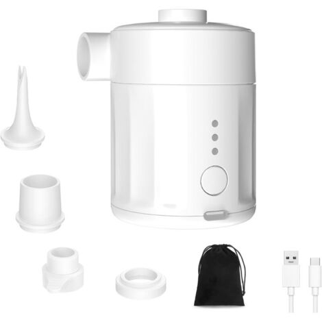 Pompe À Air Électrique Portable pour Gonflables, Pompe À Air Rechargeable pour Matelas Gonflable - Mini Pompe 2-en-1 avec 4 Embouts Et Sac De Rangement - pour Matelas, Piscine