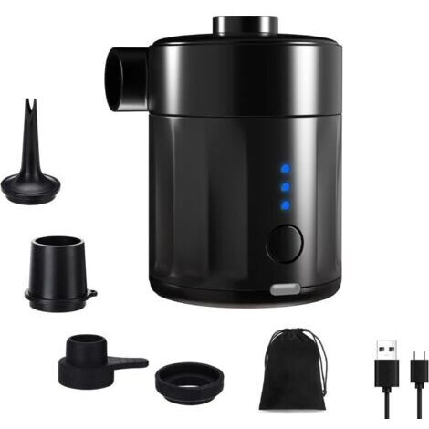 Pompe À Air Électrique Portable pour Gonflables, Pompe À Air Rechargeable pour Matelas Gonflable - Mini Pompe 2-en-1 avec 4 Embouts Et Sac De Rangement - pour Matelas, Piscine