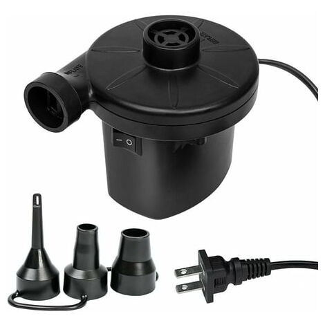Pompe à air électrique pour gonflables, pompe à matelas à air rapide portable avec 3 buses, pompes de gonflage/dégonflage pour matelas gonflables, bateaux, flotteurs de piscine (130 W)