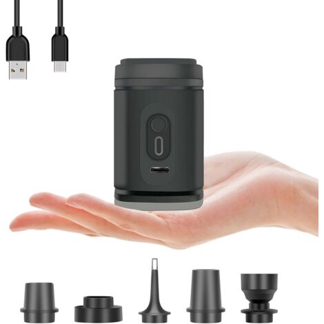 Pompe à air électrique rechargeable - Dispositif de gonflage pratique pour matelas pneumatiques, bateaux gonflables et piscines - Mini pompe rapide avec 5 accessoires pour matelas et bouées