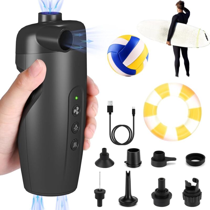 Pompe à air électrique SUP - 3000 mAh - Rechargeable - 20 PSI - Haute pression - Pour kayak, paddle, bateaux, matelas pneumatique, bouée, ballons de