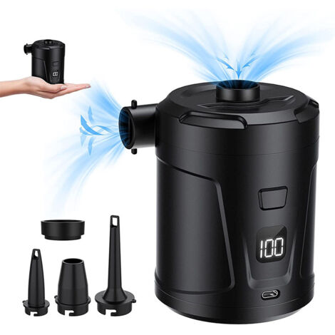 Pompe à Air électrique Rechargeable 5200 MAh - Gonflage Rapide 400L/min, 3 Buses, Pour Matelas, Bateaux, Piscine