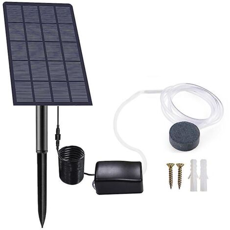 Pompe à air et aérateur solaire d'extérieur avec pierre à air pour piscines, étangs et aquariums