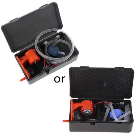 Pompe à air portable 5W pour aquarium, alimentée par batterie, avec pierre à air.