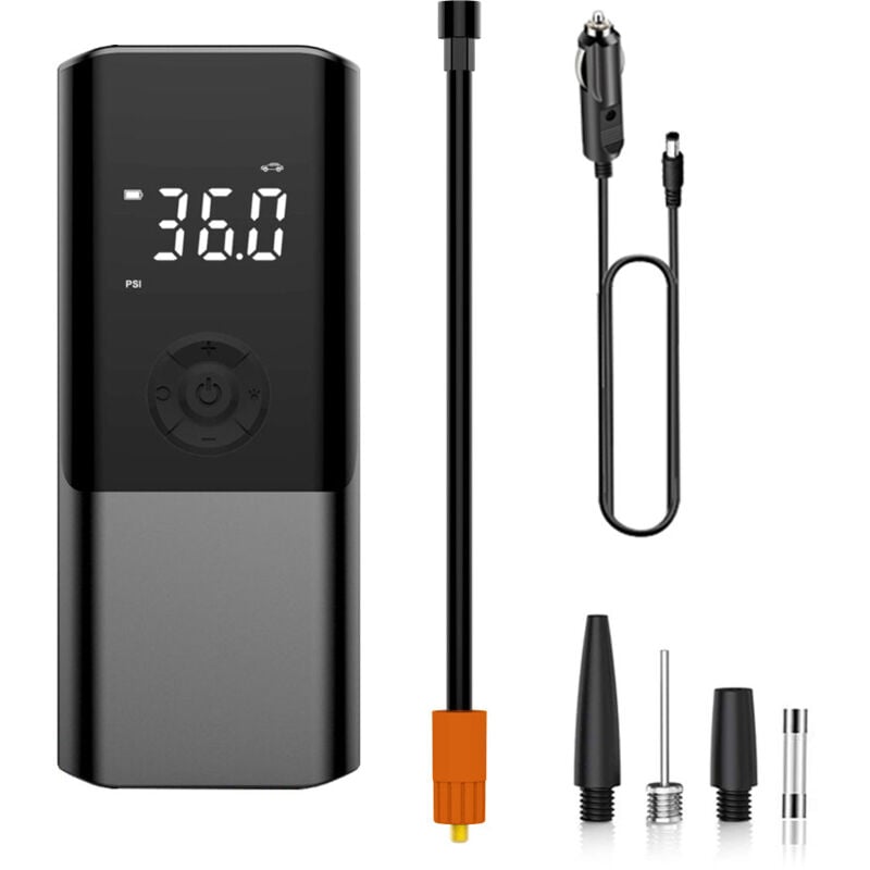 Lifcausal - Pompe à air portable pour voiture, compresseur d'air filaire 150 psi, gonfleur de pneu électrique portatif avec lumière led, banque
