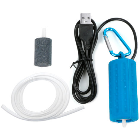Pompe à air pour aquarium 1W 5V ultra silencieuse avec diffuseur d'air et mini-aérateur d'oxygène rechargeable par USB.