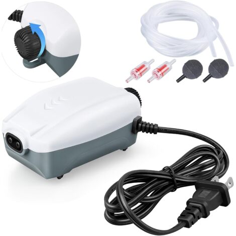 Pompe à air pour aquarium à double sortie, pompe à oxygène silencieuse et réglable, avec accessoires pour aquariums de 20 à 100 gallons (2 sorties)