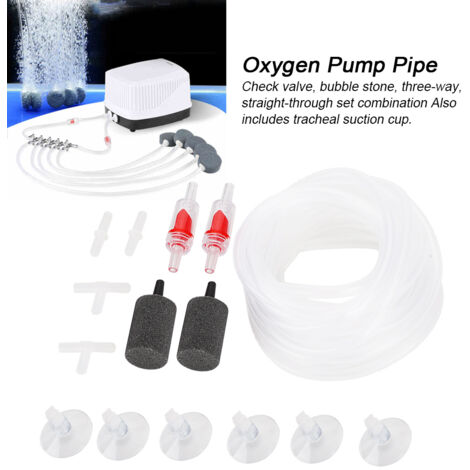 Pompe à Air pour Aquarium Accessoires Tubulure Oxygène Ventouse Valve Anti-retour Pierre à Bulles Té et Raccord Droit Ensemble-AUTRES