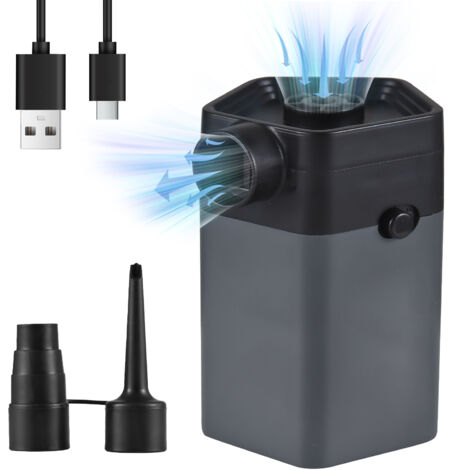 Pompe à Air Rechargeable Mini [Bouroul] 6000pa 2850rpm Inflatable Deflatable 120L/min Electric Noir ABS 9.3x4x4cm avec 2 Buses pour Matelas Gonflables Piscine Vacuum