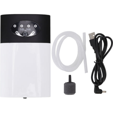 Pompe à air rechargeable pour aquarium, très silencieuse, pour bassin à poissons et usage intérieur.