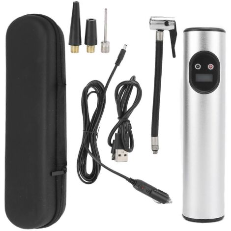 Pompe à air sans fil portable multifonction rechargeable avec affichage numérique et éclairage intégré (argent)