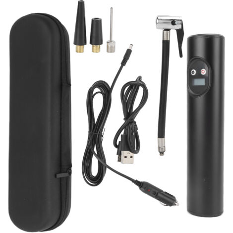 Pompe à air sans fil portable multifonction rechargeable avec écran numérique et éclairage - Noir
