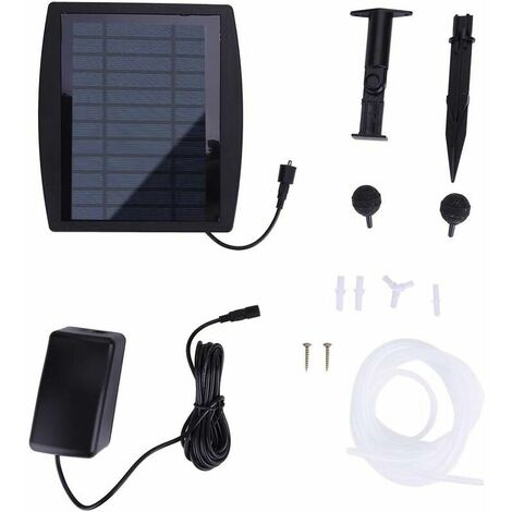 Pompe à air solaire, oxygène aérateur d'oxygénateur pour aquarium de bassin de piscine extérieure, pompe à oxygène avec pierre à air