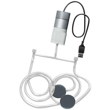 Pompe à air USB portable pour aquarium - Mini pompe à air pour aquarium - Double tête - Sans interrupteur