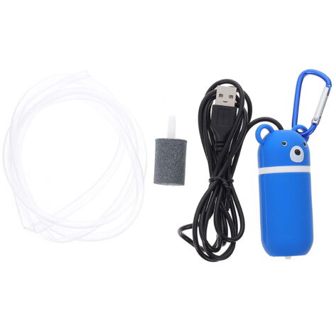 Pompe à Air USB pour Aquarium Noir avec Diffuseur, Oxygénation pour Poissons et Bassin