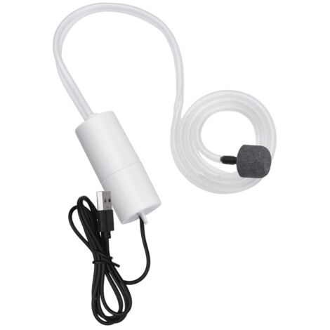 Pompe à air USB pour aquarium, petite pompe à oxygène avec diffuseur d'air, tuyau et boucle de suspension pour aquarium et pêche en extérieur