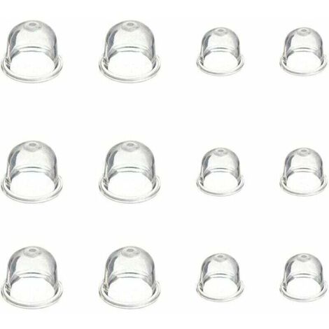 Pompe à ampoule d'amorçage blanche, tasse d'huile de carburateur transparente de 19 mm et 22 mm pour tondeuse, machine à haie, scie à essence, ampoule d'amorçage de carburant de ventilateur 12 pièces