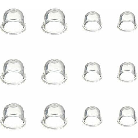 Pompe à ampoule d'amorçage blanche, tasse d'huile de carburateur transparente de 19 mm et 22 mm pour tondeuse, machine à haie, scie à essence, ampoule d'amorçage de carburant de ventilateur 12 pièces