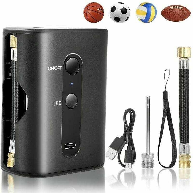 Pompe à ballon électrique, pompe à air rechargeable avec aiguilles pour ballons de sport Basketball Football Volleyball Rugby