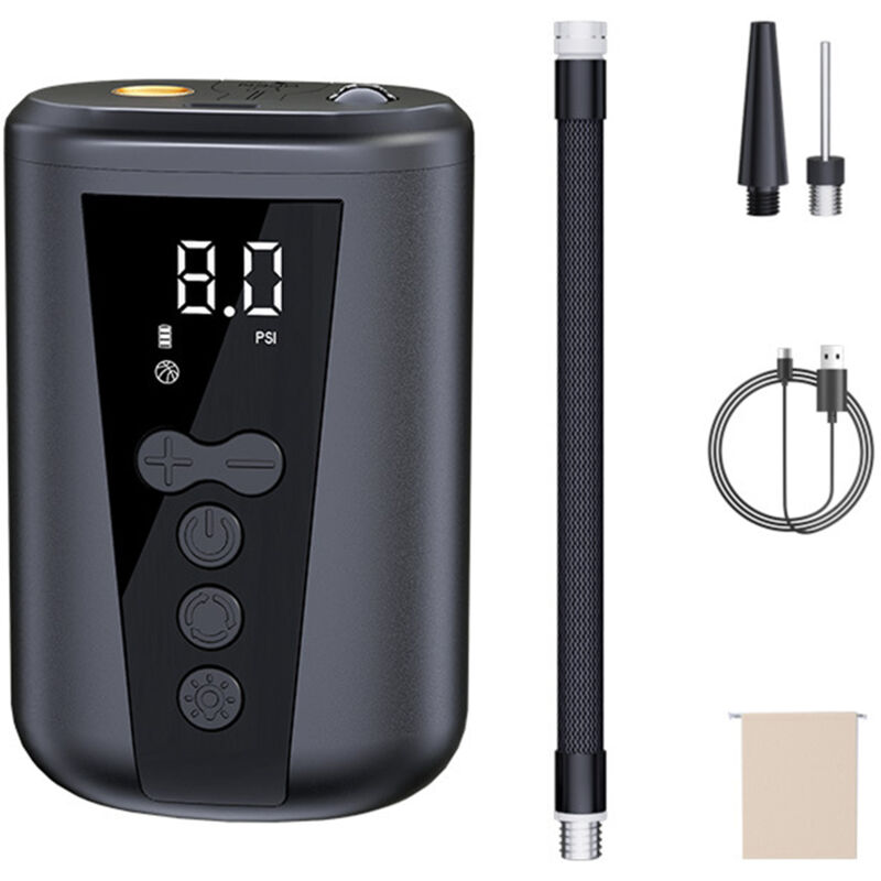 Lifcausal - Pompe à ballon électrique Pompe de basket-ball avec écran lcd Pompe à air Gonfleur de ballon portable avec aiguille à ballon pour