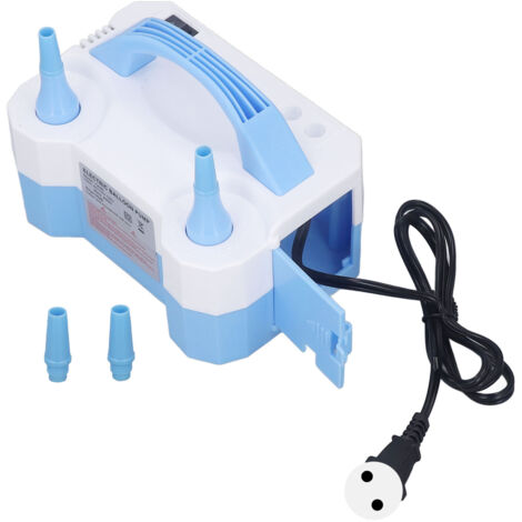 Pompe à ballons électrique portable, double buse, gonfleur rapide pour fêtes et décorations, bleu, prise EU 220-240V