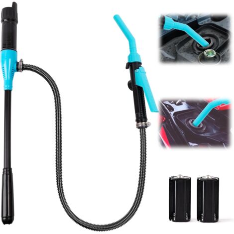 Pompe à batterie portable pour carburant, diesel, eau, essence, siphon électrique alimenté par transfert de carburant 2,4 gallons/min, longueur du tube 90 cm/35,4 pouces