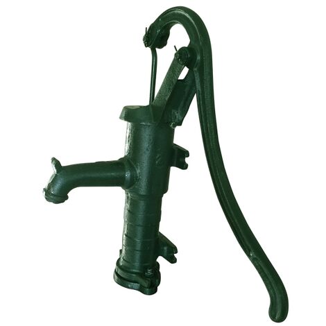 Pompe manuelle à bras murale en fonte – Hauteur d'aspiration 7m – Fixation murale 4 trous – Pour jardins potagers et plantes aromatiques – Puteus