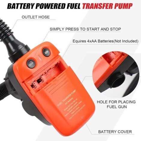 Pompe à carburant électrique 2,4 GPM avec arrêt automatique, pompe à diesel, pompe de transfert de liquide avec trois adaptateurs de taille, pompe de réservoir