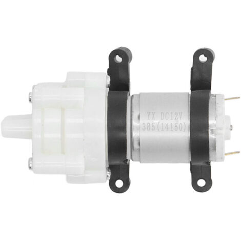 Pompe à diaphragme auto-amorçante 12V DC pour eau, avec support PVC et moteur 385, capacité de relevage 3 mètres.