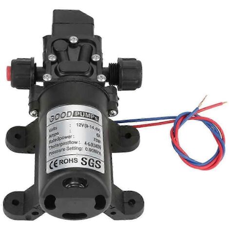Pompe à eau 12 V, Pompe à eau électrique 12 V CC 6 A 70 W, Pompe à eau auto-amorçante haute pression, Pompe 12 V noire