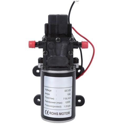 Pompe à eau 12V 120W, débit 7L/min, haute pression pour jardin, camping et usage domestique