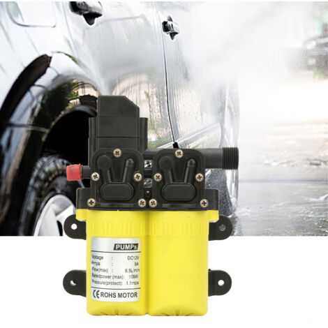 Pompe à eau auto-amorçante 12V 100W double aspiration pour bateau ou camping (jaune)