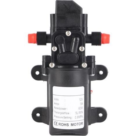 Pompe à eau auto-amorçante DC 12V 60W – Débit 5L/min – Pression 116Psi – Hauteur d'aspiration 1,5m – Pour nettoyage et systèmes solaires