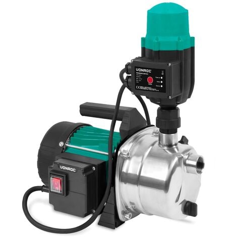 Pompe à Eau Automatique d'Arrosage VONROC 1000W, 3500l/h - 4,4 bar, Puissance Aspiration 8m - Protection contre le fonctionnement à sec - Pompe à Eau Électrique Acier Inoxydable - Pompe de Jardin