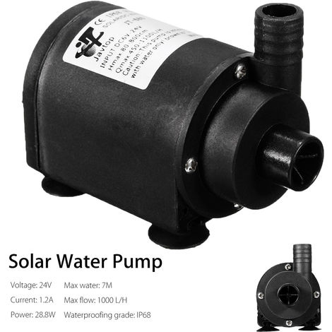 mini pompe à eau solaire DC 24V 1.2A pompe à eau sans balais Chauffe-bassin 40 ℃ ~ 100 ℃ 500-1000L/H 