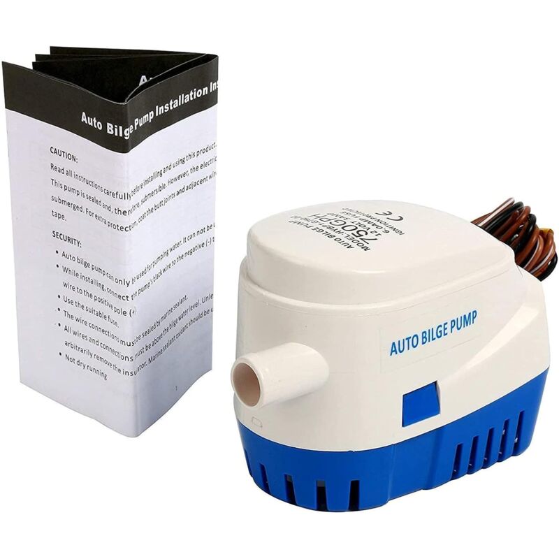 Pompe à Eau de cale pour Bateau Automatique Submersible avec Interrupteur à Flotteur 1100GPH 12V